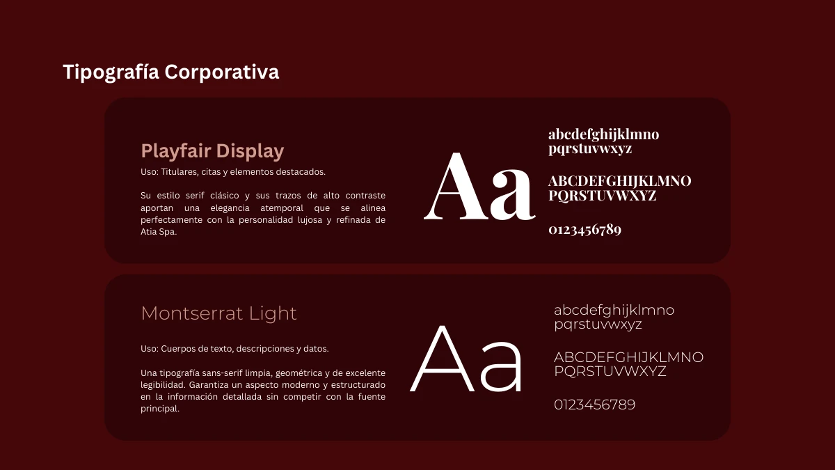 Manual de Atia Spa: tipografía corporativa