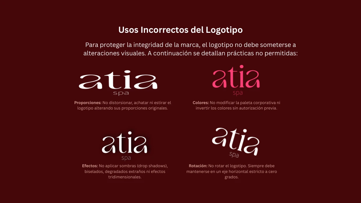 Manual de Atia Spa: usos incorrectos del logotipo