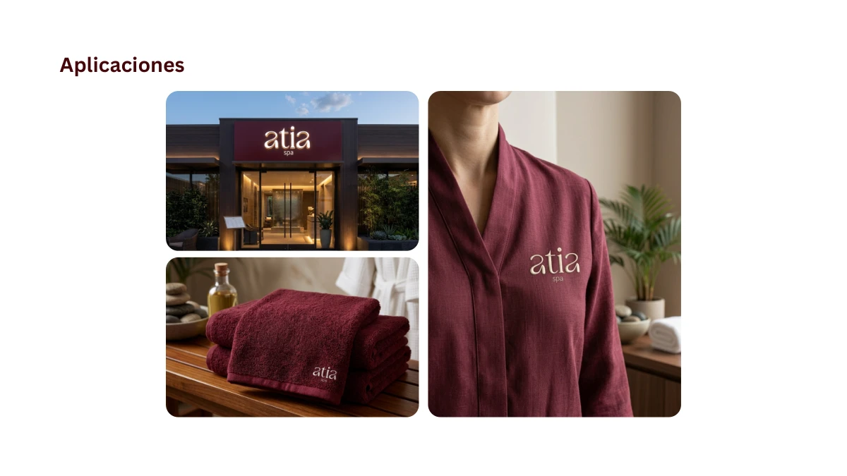 Manual de Atia Spa: aplicaciones en fachada, toallas y bata