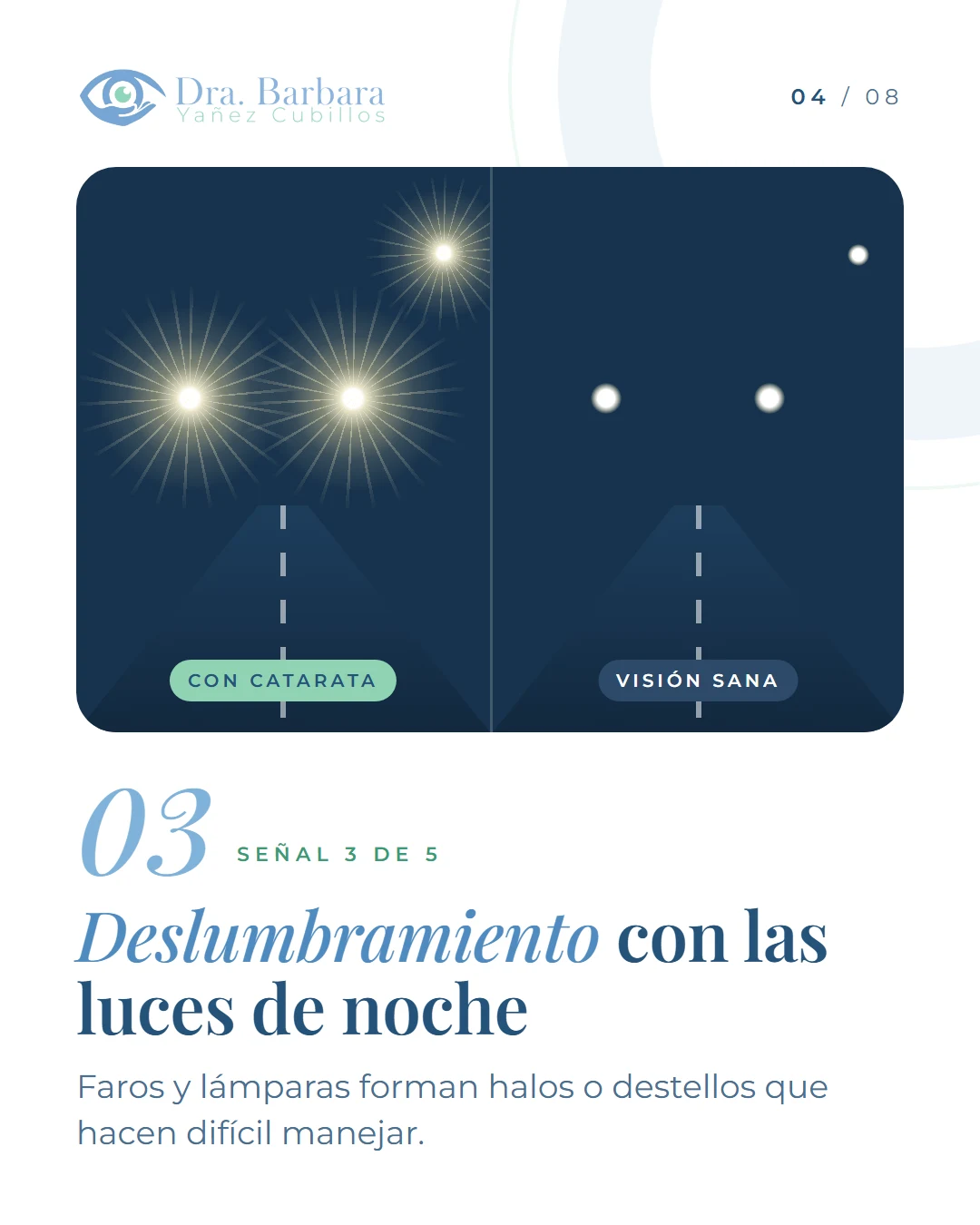 Lámina 4: Señal 3, deslumbramiento con las luces de noche